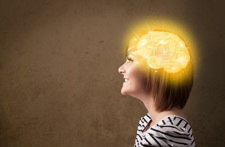 Woman with bright brain