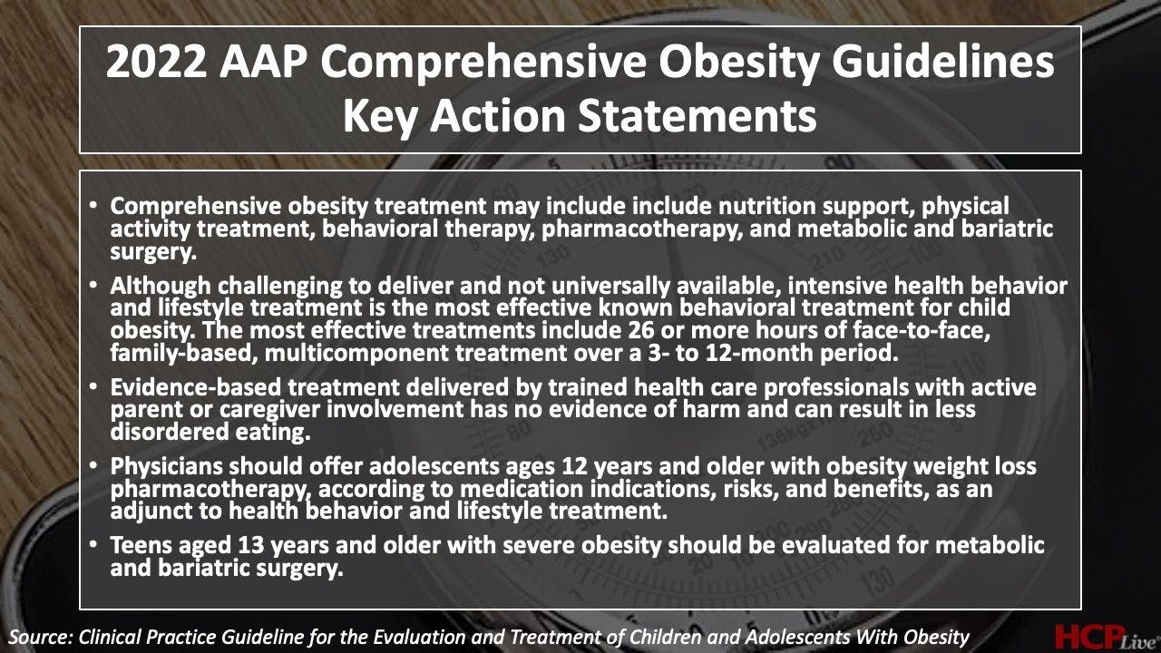 Summary of key action statements from American Academy of Pediatrics guidelines on pediatric obesity. 