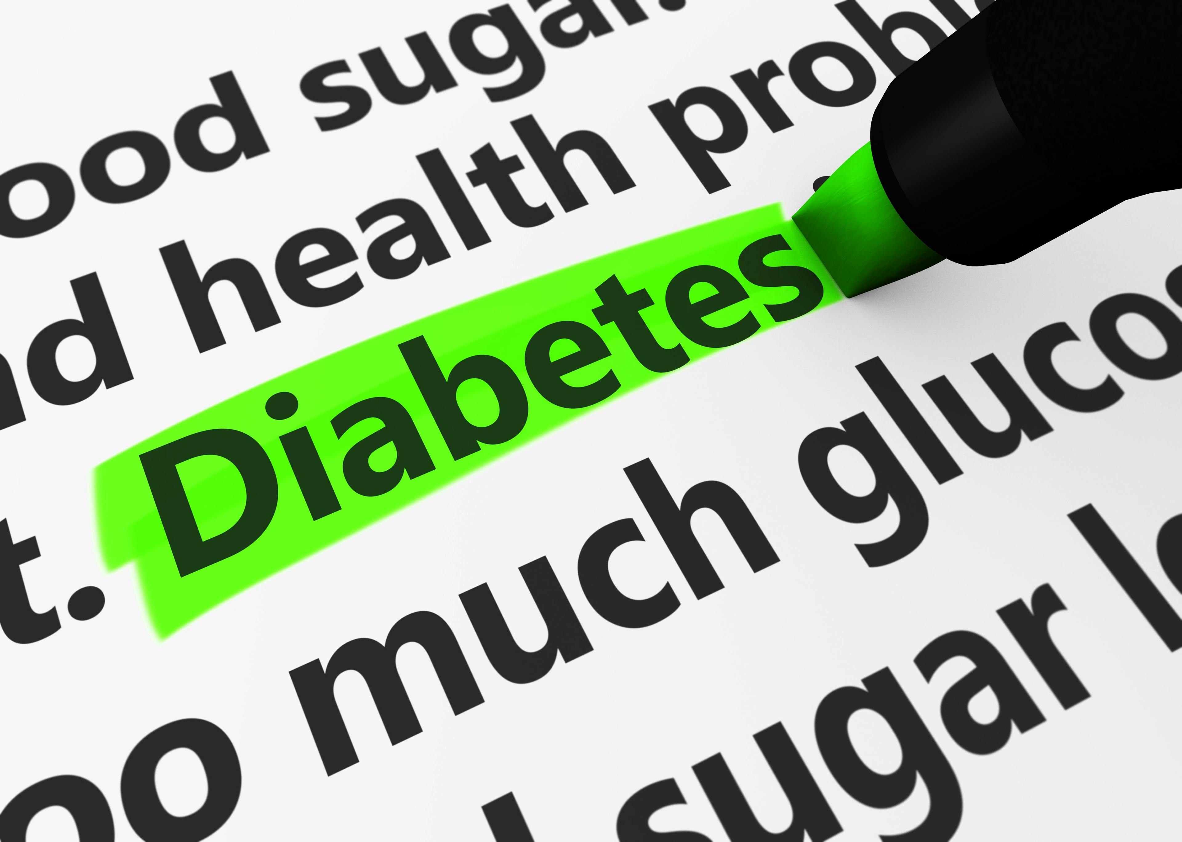 The word diabetes highlighted on a page