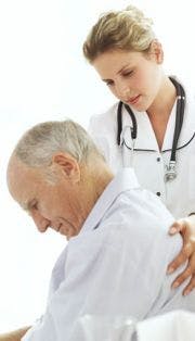 Parkinson's disease patient with doctor