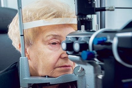 eye exam on older patient
