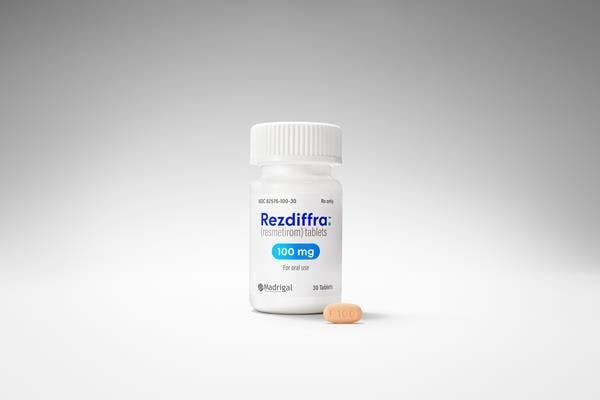 Product image of Resmetirom (Rezdiffra) | Credit: Madrigal Pharmaceuticals