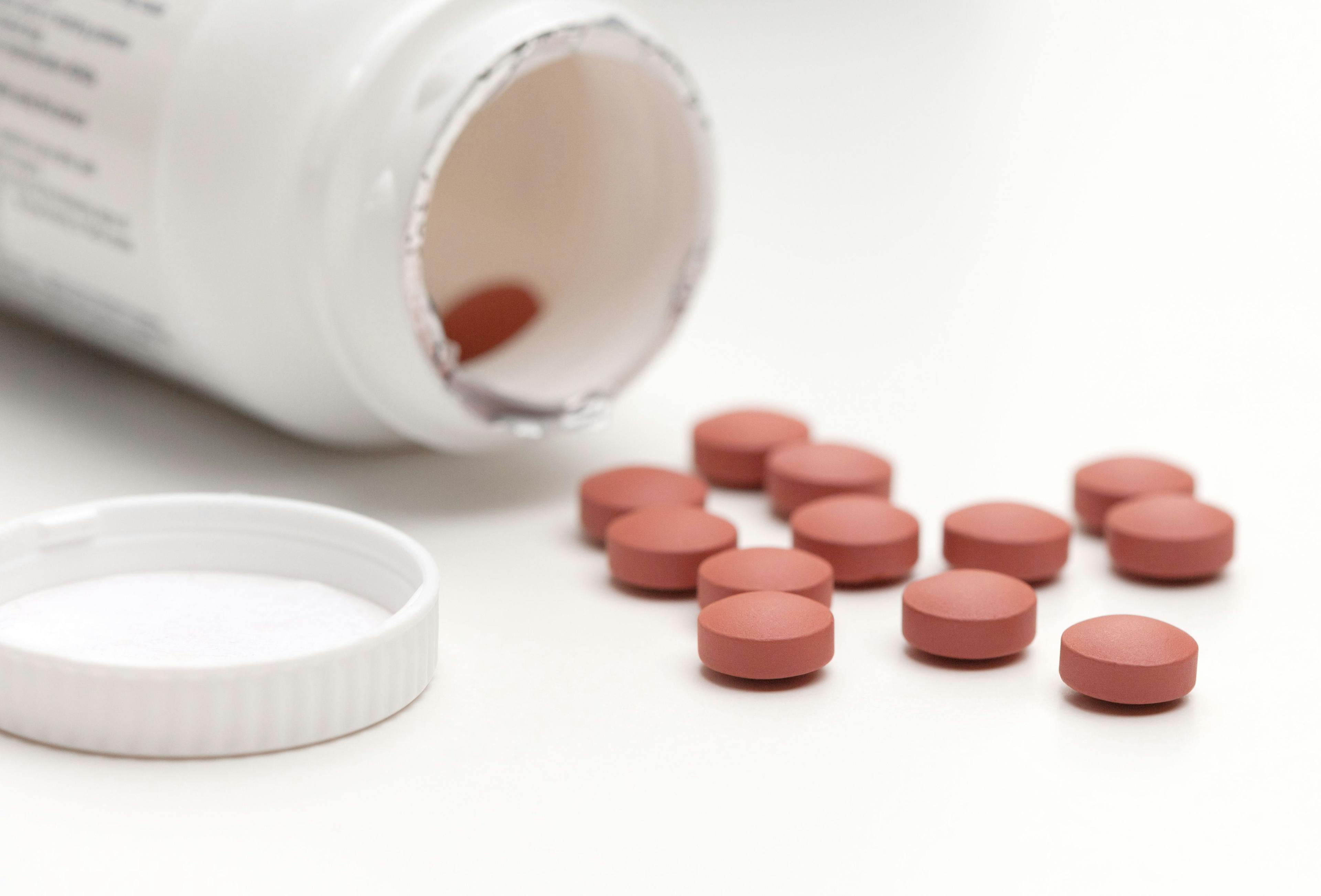 Close-up of ibuprofen tablets