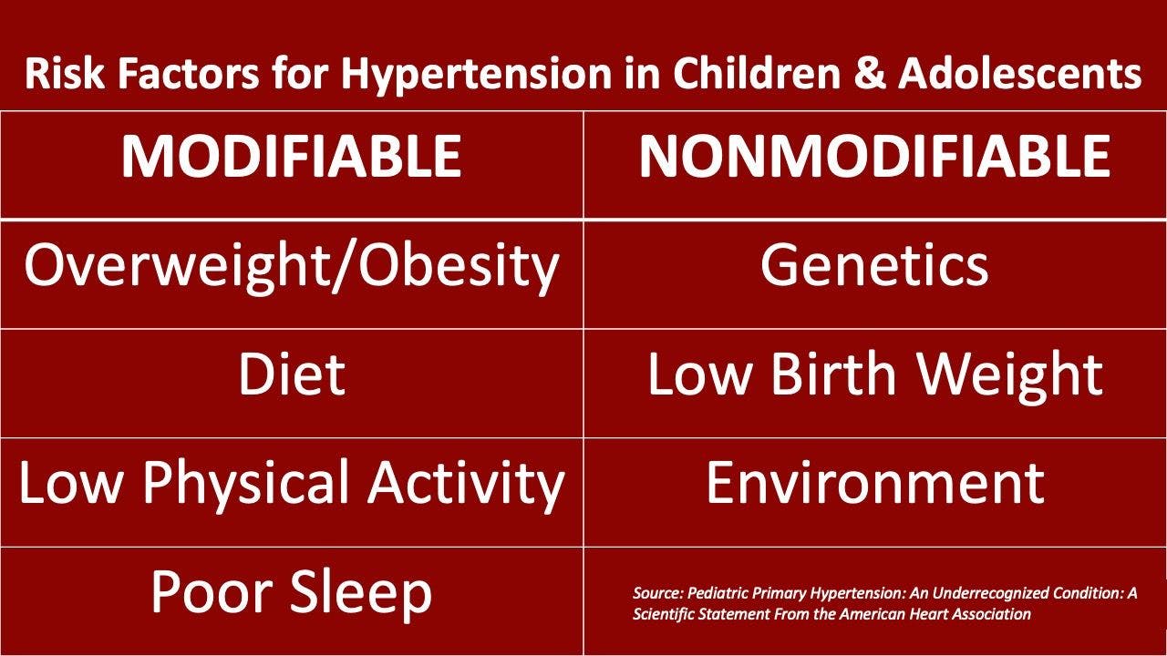 Summary of risk factors for hypertension in children and adolescents.