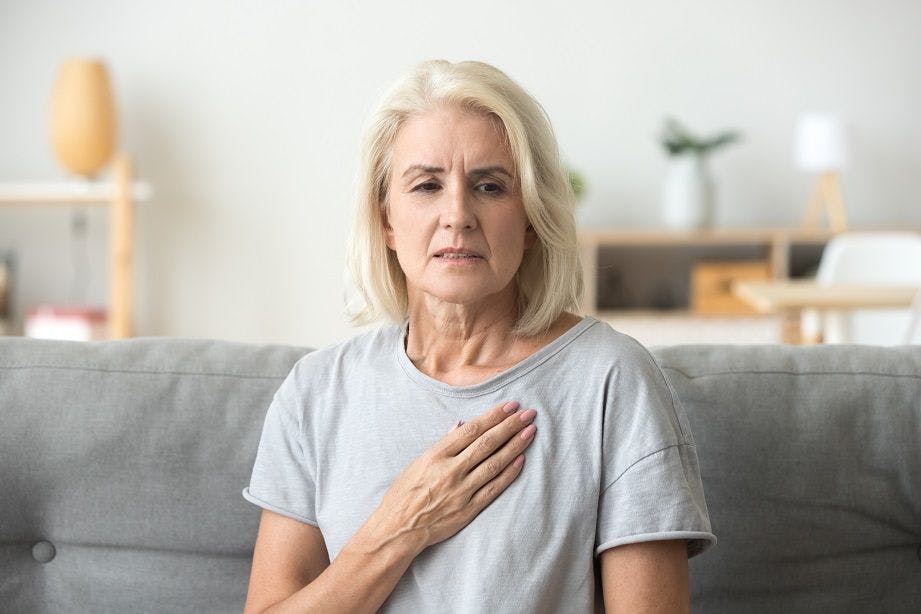 Woman with chest pains