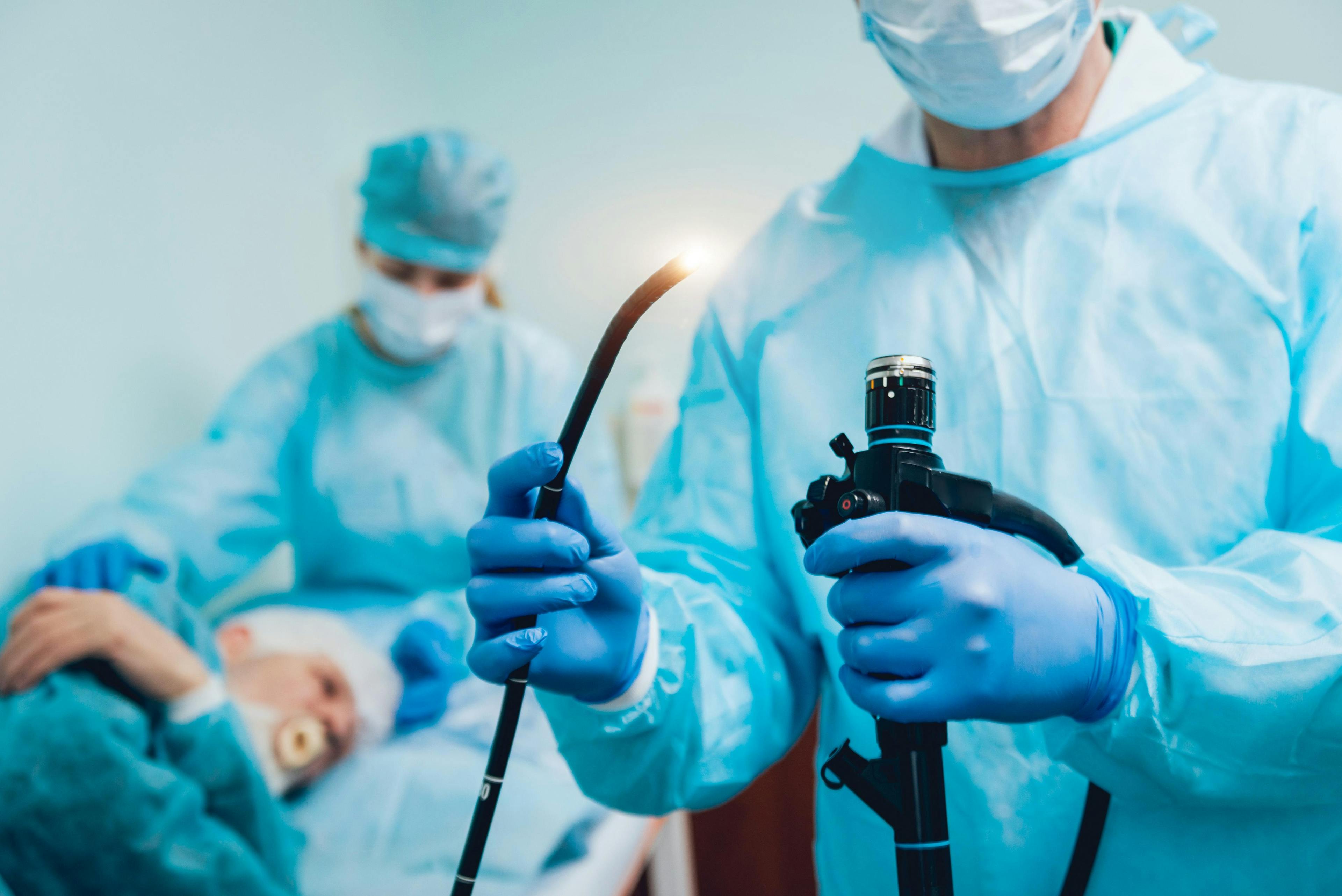 Doctor preparing for an endoscopic procedure.