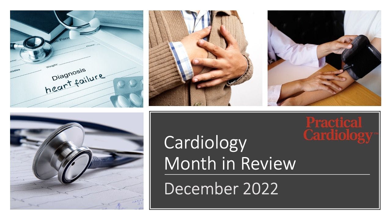 Collection of thumbnails from most popular cardiology content from December 2022