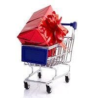 shopping cart and gift
